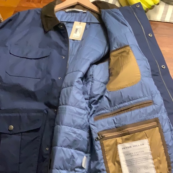 Peter Millar Mens Navy Blue Waxed Cotton Safari Field Jacket Size XL NWT $350 - Picture 15 of 15